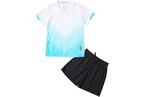 Nyeemya Kinder Jungen Trainingsanzug Sommer Sportanzug Kurzarm Rundhals Shirt Mit Shorts Kurze Sporthose Atmungsaktiv Schnelltrocknend Sportbekleidung Set