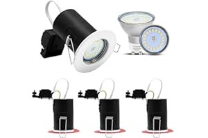 Wondlumi 4X Fire Rated GU10 Downlights, White Recessed Ceiling Lights IP20 Spotlights Fitting 240V, Incl. 5W GU10 Bulbs Warm White