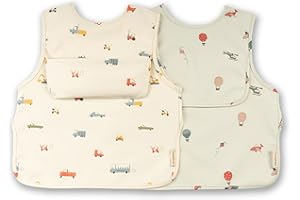 ÜneeQbaby Baberos Impermeables para Bebés y Niños Pequeños, Sin Mangas, Certificados Oeko-TEX para la Alimentación y el Juego Desordenado