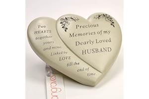 Angraves Husband Double Heart Flower Graveside Memorial Ornament Verse Plaque