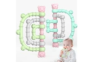 AITUITUI 2 Pezzi Massaggia Gengive Neonati, Giochi per Dentizione Neonat 3 6 9 24 Mesi Regali Massaggiagengive Neonato Facili da Afferrare, e Regali di Giocattoli per Neonati in Silicone Senza BPA, Multicolore