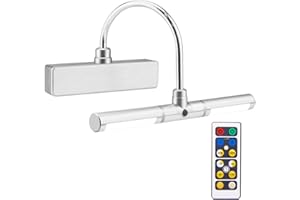 ‎HONWELL HONWELL Bilderleuchte LED Batteriebetriebene LED Wandleuchte mit Fernbedienung, Drehbare Leuchtenköpfe mit 3 Beleuchtungsarten, Dimmbare Bilderleuchte mit Timer zum Malen Foto Portrait Art, Silber