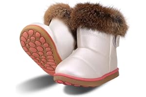 Hoylson Toddler Girls Winter Snow Boots Fur Lined Warm Ankle Boots Waterproof Outdoor Sneakers for Baby