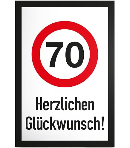 Geburtstagskarte Zum 70. Mit Straßenschild-Motiv – Twizler, Inkl. Rotem Umschlag, Made In UK