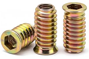 Drenky ‌M8 Insert Fileté Bois‌, écrous à Visser ‌M8 X 20mm ‌Manchons à Visser‌ Galvanisés écrou Hexagonal Fileté‌ pour Meubles en Bois, 20 Pièces