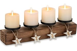 ‎ROMADEDI Romadedi Adventskranz Holz Modern Länglich: Kerzenhalter aus Massivem Kiefernholz mit Zahlen 1-4 - Adventsgesteck für Tischdeko Skandinavisch Minimalistisch