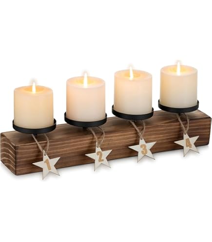 ToCi Bougies LED Rouges 7 X 10 Cm - Lot De 4 Avec Mèche Noire Et Minuterie - 4 Bougies En Cire Véritable Sans Flamme - Bougies De L'Avent Lumières Funéraires