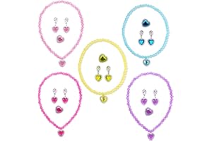 JZK Set di 5 gioielli da principesse, collane, orecchini, anelli, accessori per costume da principessa