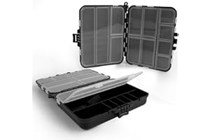 WATDENYFINE 2 Stück Köderbox, Köderbox Angeln Angelbox Tackle Box Angeln Angelköder Box mit Verstellbaren Einzelfächern Geeignet als Angelgeschenk Tacklebox Schwarz