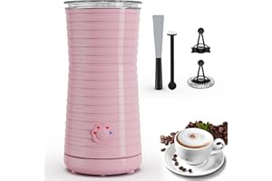 Montalatte Elettrico Automatico, Morpilot Cappuccinatore, Schiumatore Latte 4 in 1, Libera Scelta dello Spessore della Schiuma, Silenzioso e Rivestimento Antiaderante - Rosa