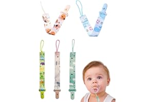 ZEXIJOW Attache Sucette Bébé,Lot de 5 attaches-tétines avec sangles en coton,Pacifier Clip Chain,Garde la Tétine Propre,Douce et Flexible,Durable–Haute Ténacité Pour Bébés Garçons et Filles