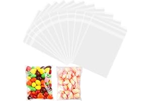 AMZJIMTOP Cellophane Bags Pack of 100 (4 x 6 Inches) - Small Cellophane Sweets Cookies Bags, Self Seal Clear Adhesive Plastic Bags for Cookies, Sweets, Gifts, Jewellery, Soap, Chocolates
