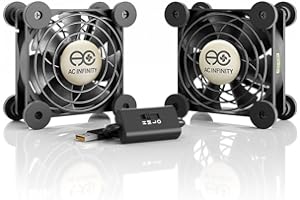 AC Infinity MULTIFAN S5, Leiser Dual-USB-Ventilator, 80mm, UL-zertifiziert, für Receiver, DVR, Playstation, Xbox, Computergehäuse, Kühlung