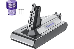 POWTREE V10 Batterie 6,0Ah Batterie de Remplacement pour Dyson V10 Batterie V10 Absolute, V10 Animal, V10 Fluffy, V10 Motorhead Batterie Aspirateur sans Fil (1 Filtre + 3 Vis)