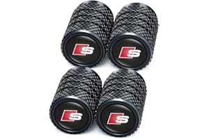 ACHARD 4 PCS Tyre Valve Caps,Car Wheel Caps for Audi S Line S1 S2 S3 S4 S5 S6 S7 S8 SQ2 SQ5 SQ7 SQ8 Series,Corrosion Resistant Premium Leak-Proof Dust Caps for Car Tyres,Car Accessories,Black