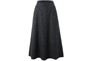 ARTYKEY Damen Lang Rock Elegant Maxi Winterrock Plaid Warm Wollrock Hohe Taille Karierter röcke Herbst Elastische Taille Vintage A Linie Casual Midi Faltenrock