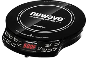 Nuwave Flex Precision Induction Cooktop, 10.25” Shatter-Proof Ceramic Glass, 6.5” Heating Coil, 45 Temps from 100°F to 500°F, 3 Wattage Settings 600, 900 & 1300 Watts, Black