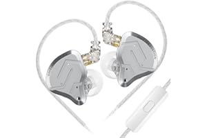 H HIFIHEAR KZ ZSN Pro In-Ear-Kopfhörer, Metall-Kopfhörer, 1BA + 1DD, Hybrid-Technologie, HiFi-Bass, klarer Klang, IEMs, Geräuschunterdrückung, für Musiker, Sänger, Audiophile (Silber, mit Mikrofon)