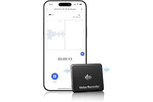 Smart Voice Recorder, iZYREC Voice Activated Recorder with Phone App, 30 Hours Continuous Recording, AI Noise Canceling, Schedule Audio Recording Device for Meetings, Lectures (A Black 64GB)