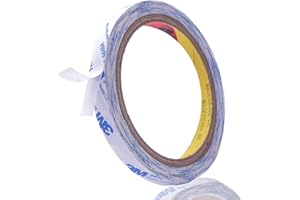 Rusoz Thin Double Sided Tape 9488A, 8mm Clear Sticky Adhesive Craft Tapes 164Ft Multipurpose Adhesive Sticky Tape for Craft Project, Scrapbooking and Card Making, Arts