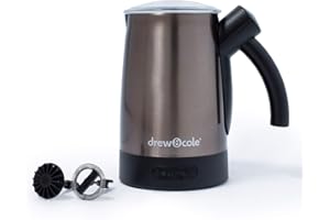 Drew&Cole Barista Frothiere Milk Frother 200ml - Electric Steamer for Cappuccinos, Hot Chocolate & Lattes - Easy Touch Control - 4 Programmed Barista Styles - 2 Interchangeable Whisks