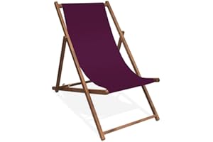 MultiBrands Liegestuhl, Holz, Aubergine ohne Armlehne mit dunkelbrauner Lasur, klappbar