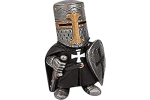 Lrxinki Knight Statue, Resin Gnome Guard Garden Sculpture, Medieval Armor Gothic Statue, Templar Figurine for Protecting Your Garden (H)