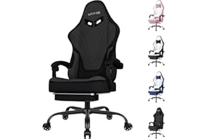 SITMOD Fabric Gaming Chair for Adults, Ergonomic PC Video Gamer Chair with Footrest, Office Computer Chairs with Headrest and Lumbar Support, Height Adjustable 360° Swivel Chair, Up to 400LBS(180KG)-Gray