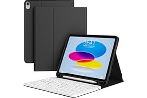 KVTVOU Keyboard Case for iPad 11th Generation A16 2025 / iPad 10th Generation 2022 10.9 Inch, Magnetic Removable Bluetooth Keyboard, Four Corners Anti-Fall, Built in Pencil Holder, Black