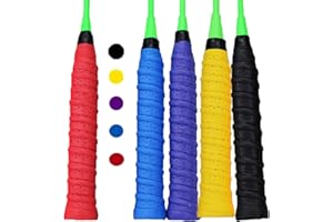 YIPUETERNITY 5 Pack Racket Grip Tape, Non Slip Badminton Racket Grip Tape, Absorbent Racquet Squash Grip Tape, PU Tennis Overgrip Racquet Grips For Fishing Rod,Bike Handlebars,Dumbbell,Replacement Handle Grip