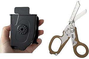 MCDSAJ 6 in 1 Multifunktions Notfall Antwort Faltschere, Notfall Schere mit Gurtschneider und Glasbrecher, Outdoor Camping Rettung Schere Werkzeuge, Schwarz mit Scheide