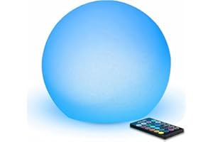 Mr.Go 6“ LED Night Light Ball Lamp Colour Changing Mood Light Sphere Lamp, 8 Dimmable Brightness, 16 Adjustable Colors, Remote Control, Rechargeable Bedside Lamp for Kids Bedroom Home Decoration