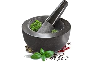 VINCENT & KANE Large Granite Pestle and Mortar - Classic Grinder And Mixer - Ideal For Your Herbs - Spices - Cooking - Essential Kitchen Accessories And kitchen gadgets - Premium Set