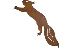 REAGIA Rusty Running Squirrel to Screw in Wood, Metal Garden Decoration, Garden Stake Rust Rusty Garden Decoration Squirrel Rust Decorative Tree Stake