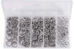 VGEBY Kit Anneaux Brisés en Acier Inoxydable Connecteurs Haute Résistance Anti Corrosion pour Leurres Connecteur De Pêche Appâts (Boîte De 200pcs)