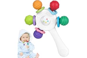 WIXBFYN Giocattolo per la dentizione del neonato in silicone alimentare-Senza BPA Sensoriali Giocattoli Progettazione anti-inghippo Adatto per bambini da 0 a 36 mesi（Bianco）