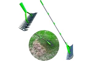 AYOROF Lawn Aerator Scarifier with Handle, Lawn Aerator Aerating Tool, Manual Lawn Grass Soil Aeration Scarification for Lawn Care, Dethatching Rake, Garden Tool (Style C)