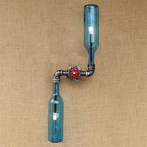 ShengYe Modern Vintage Sconce Wall Light Wall Lamp Vintage Nostalgia Living Room Study Cafe Restaurant Iron Loft Bookshelf Bottle Hose Wine Bottle Wall Light, Blue