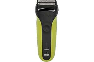 PROCTER & GAMBLE Braun Rasoir Electrique Series 3 Pour Hommes, Rasage Du Visage Doux Pour La Peau, Avec 3 Lames Flexibles, Rechargeable Et Sans Fil, Lavable, Développé En Allemagne, Noir-Vert, 300S