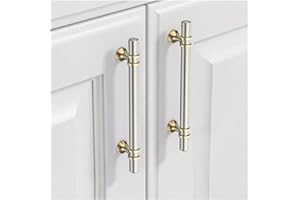 9BUILD Lot de 10 Plein Poignee de Meuble Cuisine Entraxe 128MM Nickel Doré Poignée Meuble Cuisine Poignées pour Placards Poignet de Porte Cuisine Poignet Meuble Cuisine EU0044