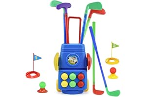 ZOYDP Kids Golf Set, Toddler Golf Set, Mini Golf Set for Kids, Crazy Golf Set for Garden, Plastic Golf Set, Golf Set for Kids 2-5 with 6 Balls 4 Golf Clubs 2 Practice Holes Outdoor Games for Kids 4-8