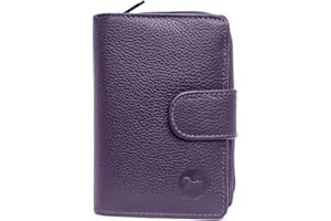 LOLUNA® Porte-Monnaie Cuir Fermeture hermétique - Portefeuille - Compagnon - spacieux et Fonctionnel pour Ranger 9 Cartes - Billet - Monnaie - identité - permis - Idée Cadeau pour Femme (Violet)