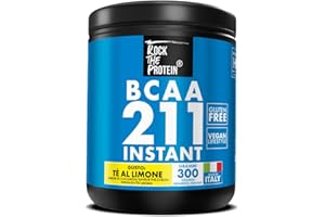 Aminoacidi Ramificati BCAA 2 1 1 300g Gusto Tè Al Limone Rock The Protein® BCAA Polvere Leucina Valina Isoleucina, Integratori Palestra Recupero Muscolare Recovery Aminos Intra Pre Post Workout Sport