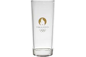PARIS 2024, CJO4400, Lot de 3 Verres Tubo 20 cl, Produit Officiel sous Licence, Design moderne, Idéal pour cocktail, Parfait la Maison, Les Restaurants, Les Fêtes, Lavable au Lave-vaisselle