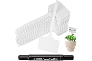 MICTER Etiquettes Plantes, 15 x 5.5 cm Etiquette Semis avec Stylo Marqueur, 40pcs Etiquette Potager de Type T, étanche, pour d'extérieur étiquettes jardin potager (Blanc)