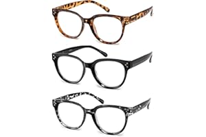 Vecien Reading Glasses Oversized for Women Large Frame Big Lens Readers Spring Hinge Retro 3 Pack
