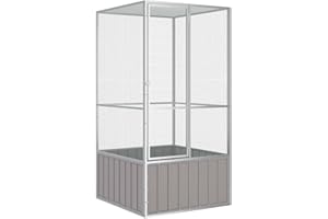 Emmtore Vogelvoliere Innen Außen Aufzuchtkäfig,All-in-One-Vogelkäfig Außenvoliere Käfig Vogelhaus Voliere,Verzinkter Stahl Vogelkäfig,Grau,111 x 107 x 211.5 cm