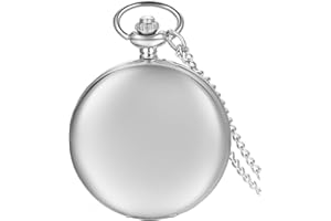 JewelryWe Herren Damen Taschenuhr Classic Glänzend Kettenuhr Analog Quarz Uhr mit Halskette Kette Umhängeuhr Pocket Watch Geschenk Gravur