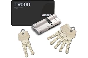 HEXIHER Cerradura de cilindro 30/60 mm con llave AB, 5 llaves principales + 2 llaves de renovación y tarjeta de código, Cerradura de cilindro de embutir de doble apertura con barra de acero antirrotura