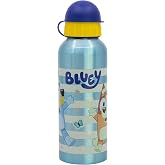 Stor Bluey Aluminium Children's Water Bottle 530 ml with Non-Drip Spout and Safety Cap for Children School Sport